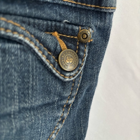 Vintage Y2K 90s Mary Kate Ashley Girl Denim Capris Size 6 Western Boho Patches - Picture 6 of 10